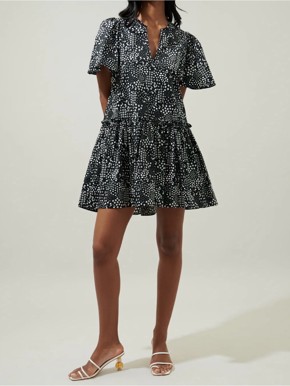 Sugar Lips Larsa Onyx Geometric Rock A By Trapeze Mini Dress
